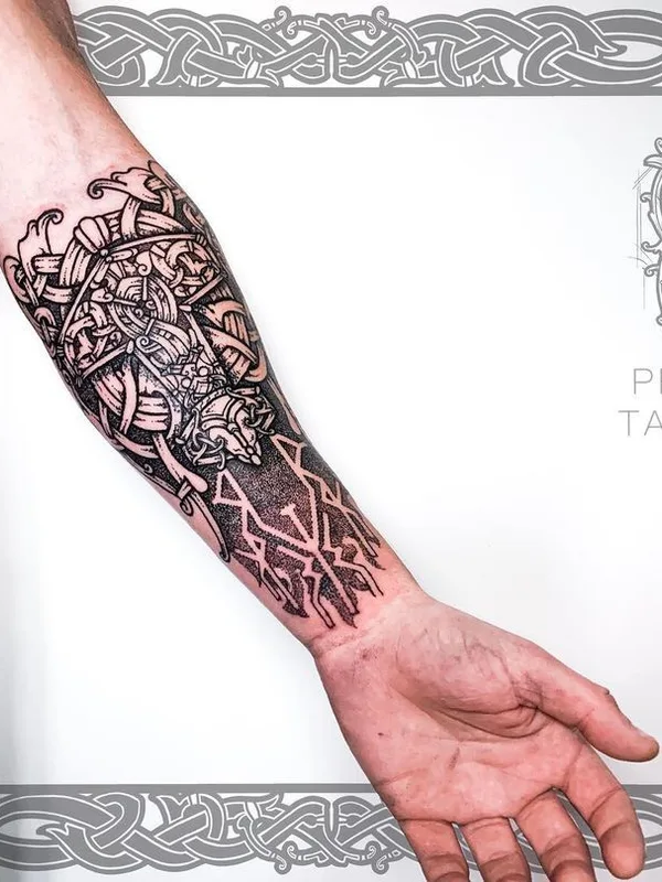 male black blackwork татуировка на forearm #41239 | Тату мастер Виталий Pradd