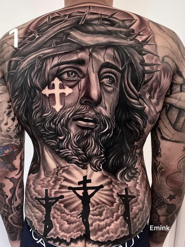 male black and grey realism 타투 부위 full back #41265 | 타투이스트 Emink Tattoo Vicenza