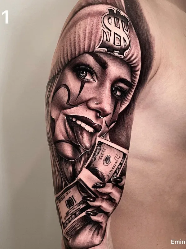 female black and grey black and grey 타투 부위 full sleeve #41262 | 타투이스트 Emink Tattoo Vicenza