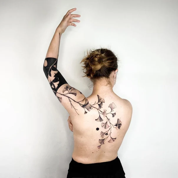 Botanic Leaves, Branch tattoo on Full Back
