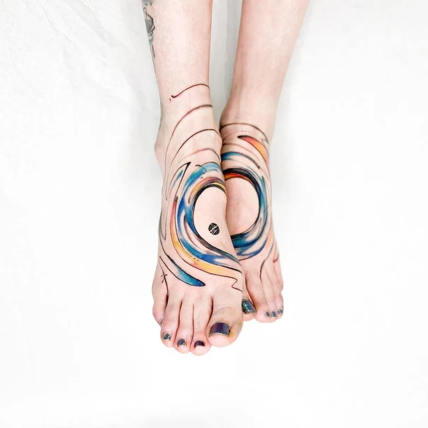 Abstract Abstract, Geometric tattoo on Foot