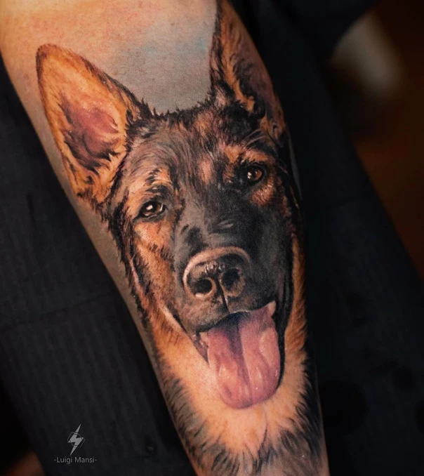Realism Dog tattoo on Forearm