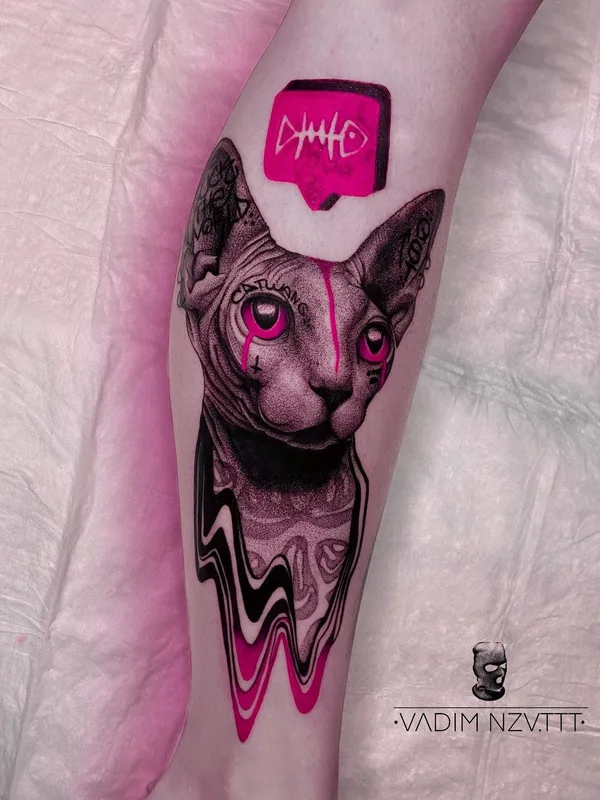 color blackwork татуировка на calf #41460 | Тату мастер Вадим Неизвестных