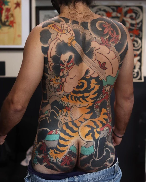 Japanese Tiger, Demon tattoo on Full Back