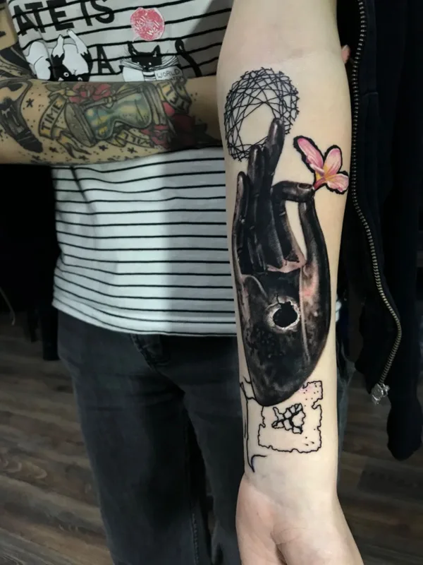color blackwork tattoo auf forearm #41663 | Tätowierer Евгений Пилягин