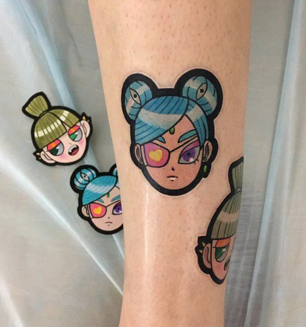 color anime Tatuaggio su calf #41715 | Tatuatore Zevsa