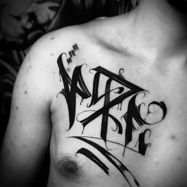 Lettering Lettering tattoo on Chest