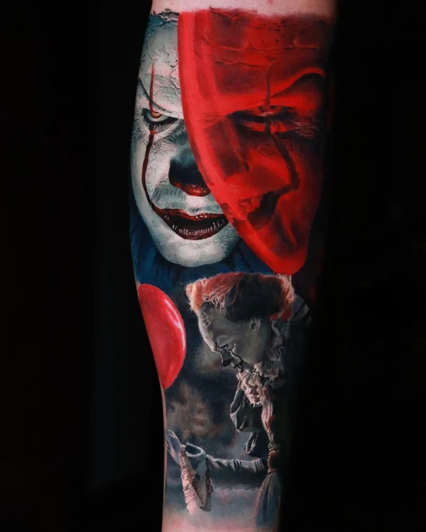 Realism Clown, Balloon tattoo on Full Sleeve