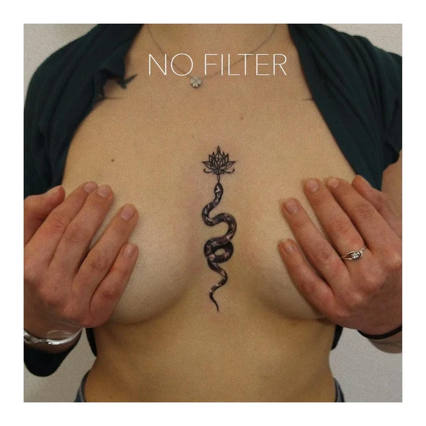Fineline Snake, Lotus tattoo on Sternum