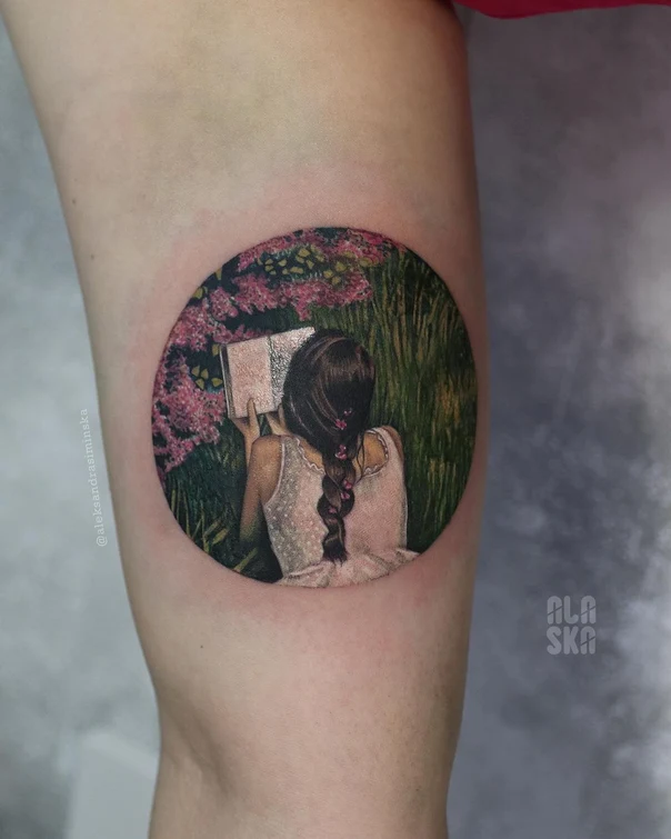 Realism Girl, Book tattoo on Thigh