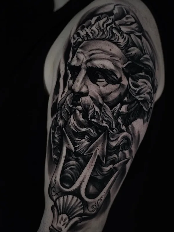 black and grey realism tattoo on upper arm #56079 | Tattoo Artist Ruslan Novak