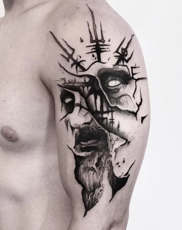 male black blackwork Tatuaggio su upper arm #56090 | Tatuatore Kuba Szypulski