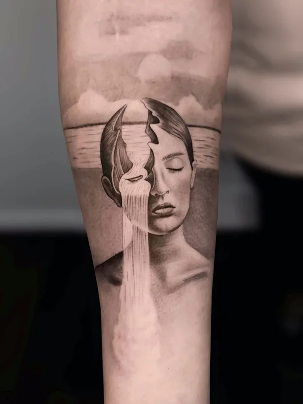 female black and grey realism tattoo on forearm #56123 | Tattoo Artist Fountain