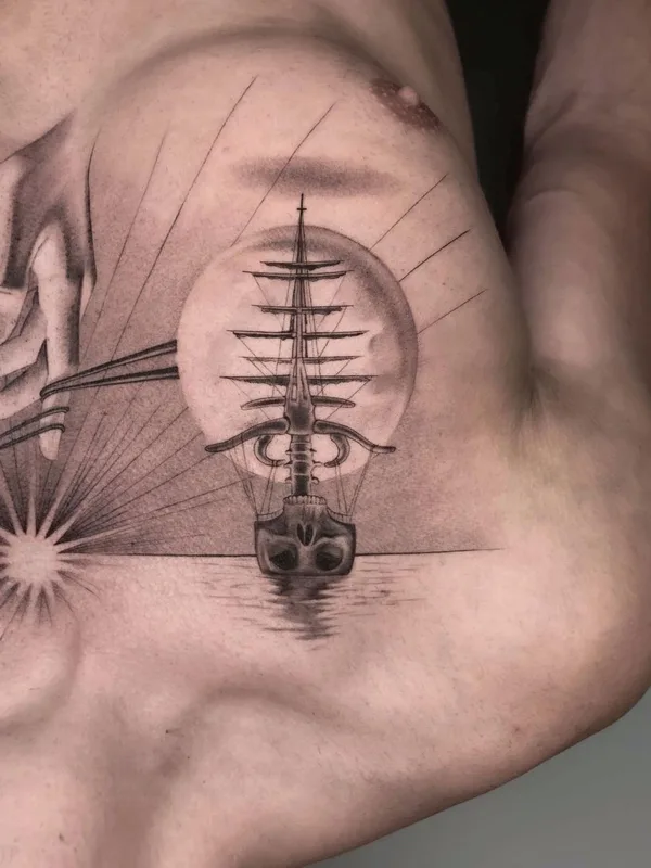 black and grey black and grey tattoo on chest #56129 | Tattoo Artist Fountain