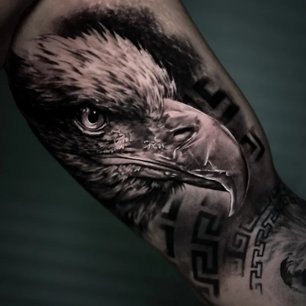 Realism Eagle, Geometric tattoo on Forearm