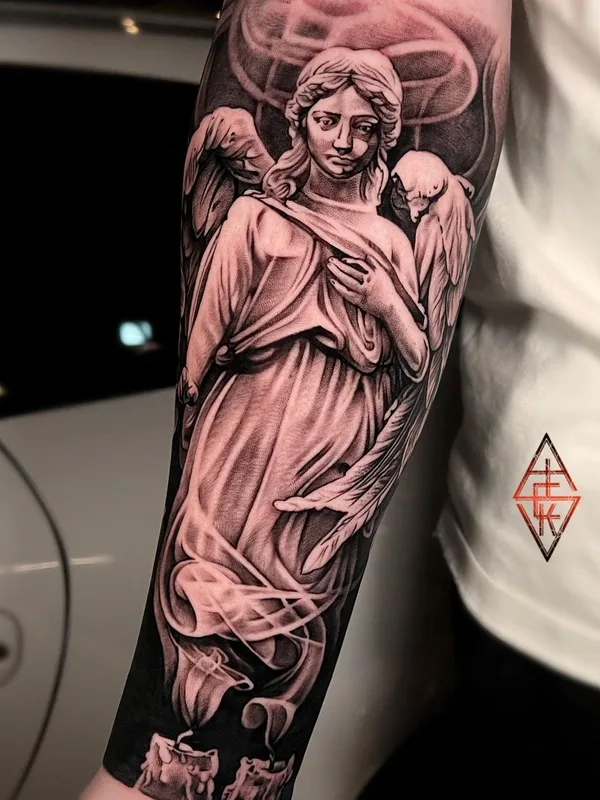 black and grey realism tattoo on forearm #56155 | Tattoo Artist Aleksey Ovsienko