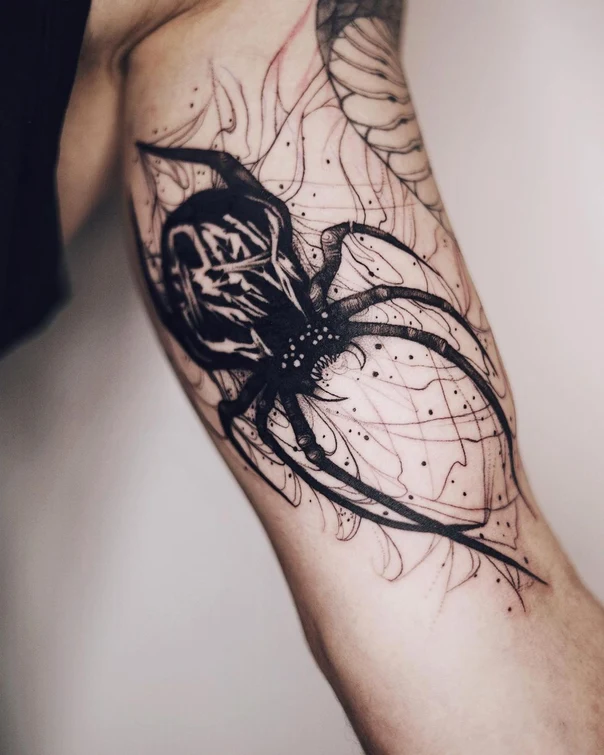 Blackwork Spider tattoo on Forearm