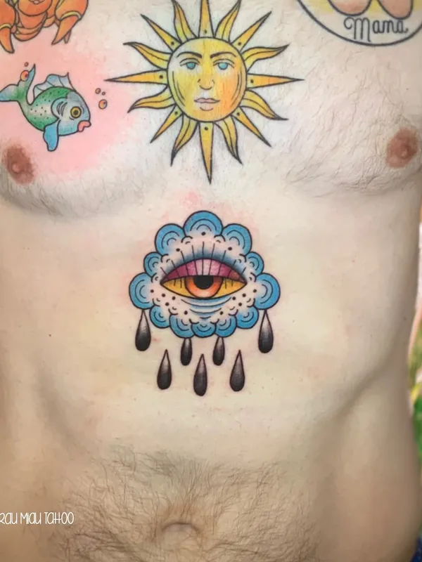 male color traditional 纹身 在 stomach #56288 | 纹身师 Frau Miau Tattoo