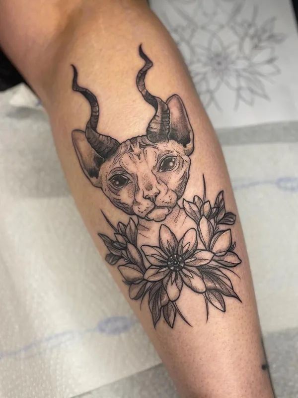 black and grey black and grey tattoo auf calf #56303 | Tätowierer Lisa Rosenfeld