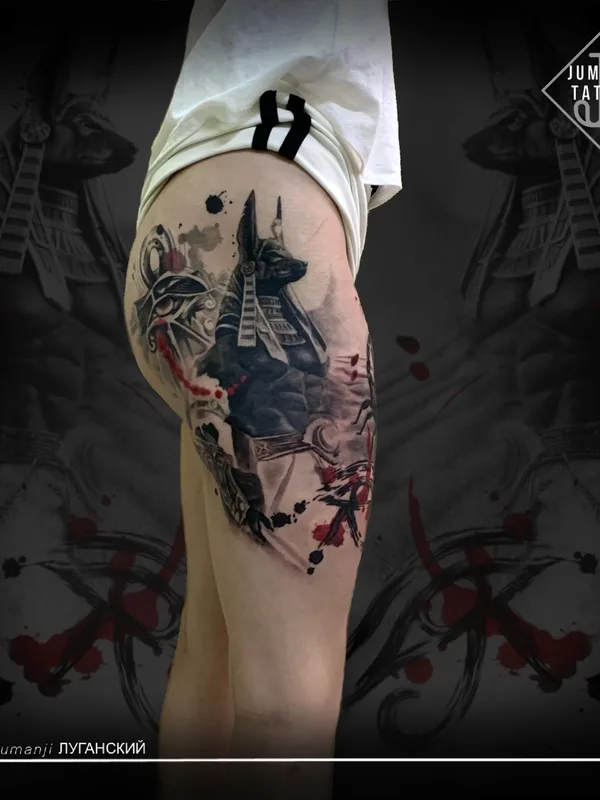 color realism tattoo on thigh #56483 | Tattoo Artist Сергей Луганский