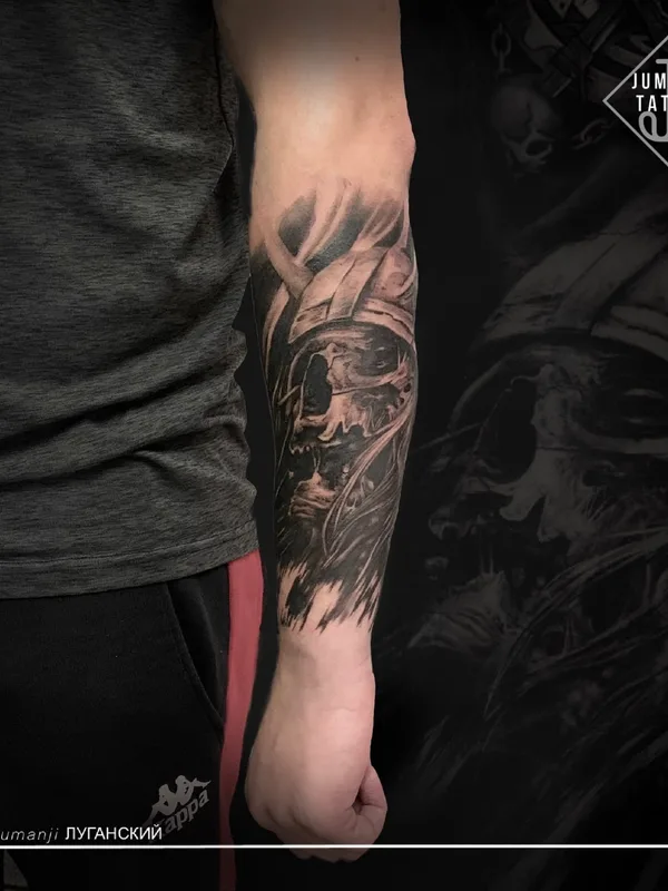 male black and grey black and grey tattoo on forearm #56490 | Tattoo Artist Сергей Луганский