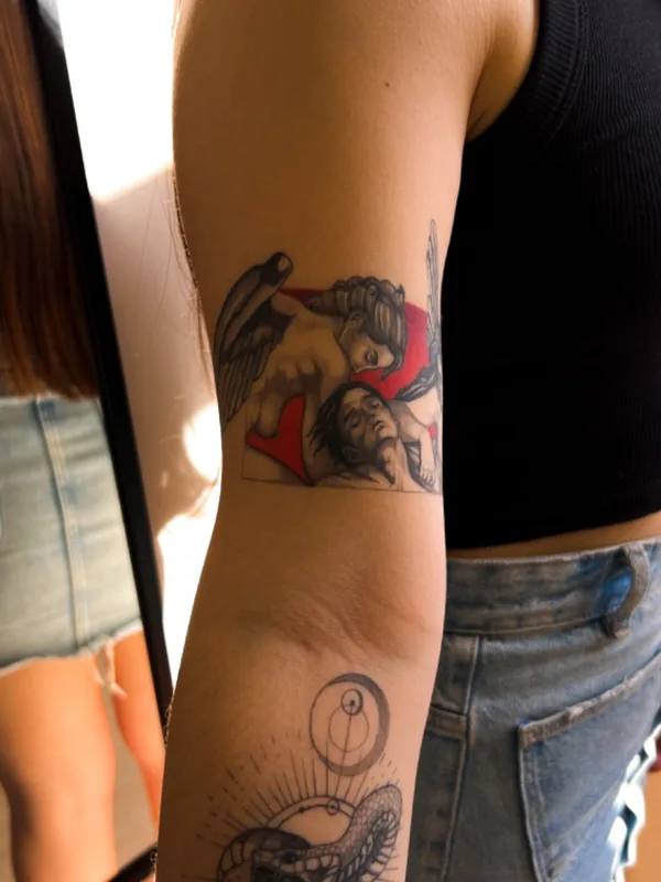female black and grey blackwork татуировка на forearm #56499 | Тату мастер Дмитрий Makabr