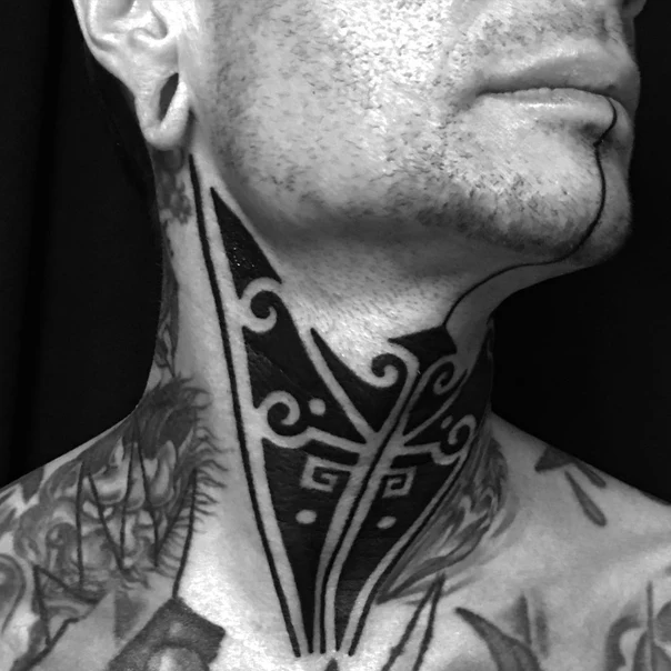 Tribal Geometric, Abstract tattoo on Neck