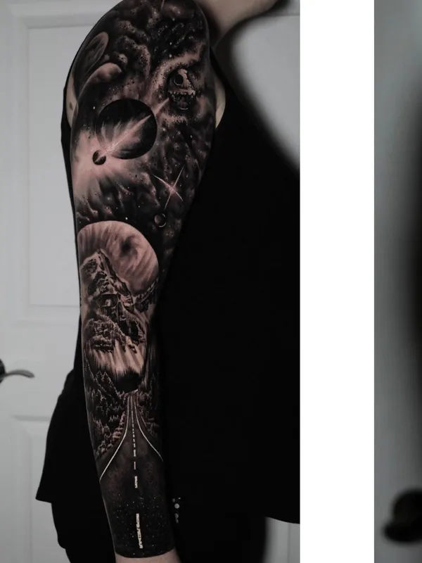 black and grey black and grey tatuaje en full sleeve #56735 | Tatuador Chad Rowe