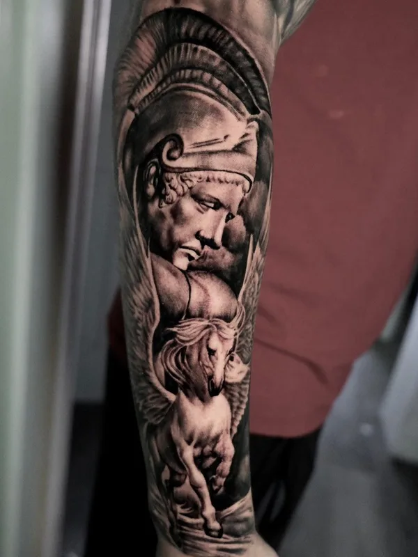 black and grey realism tatuaje en full sleeve #56739 | Tatuador Chad Rowe