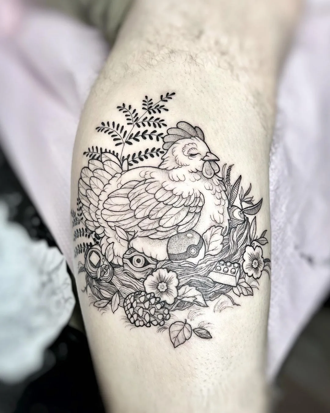 pokemon chicken graphics tattoo by @lordenstein_art