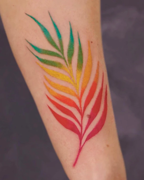 Watercolor Leaf tattoo on Forearm