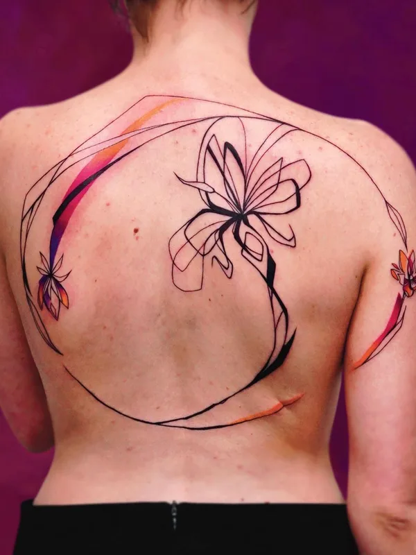 female color watercolor 纹身 在 back #56807 | 纹身师 Aleksandra Stojanoska
