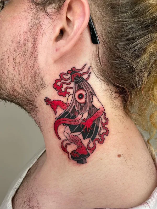 male color neo traditional tattoo on neck #56843 | Tattoo Artist Horimaroo