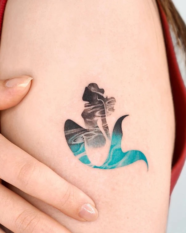 Illustrative Mermaid tattoo on Shoulder