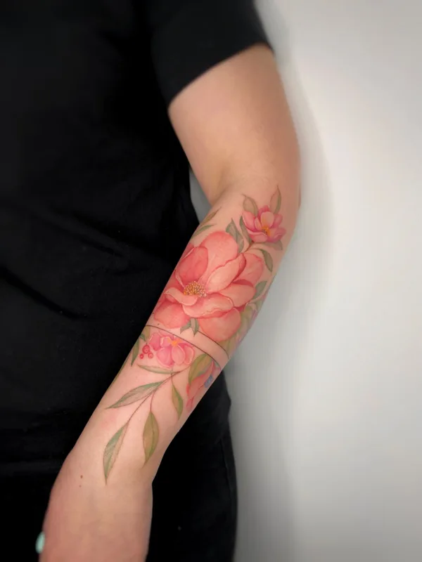 female color botanic tatuaje en forearm #56934 | Tatuador Olga Kotova
