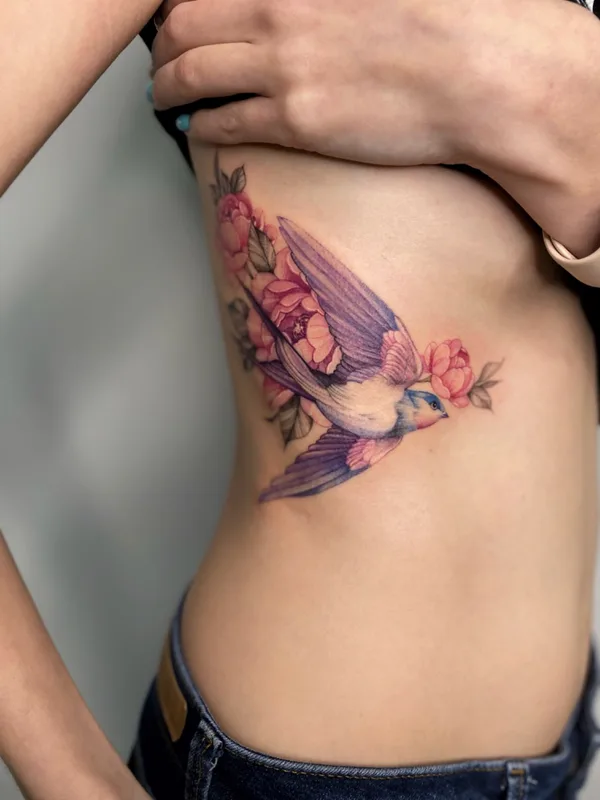 female color botanic tatuaje en side #56933 | Tatuador Olga Kotova