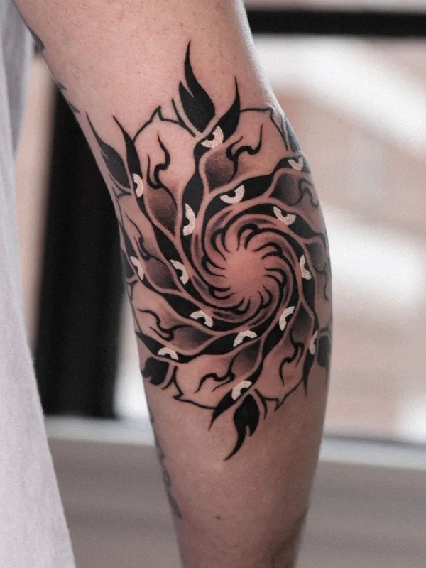 black and grey blackwork tattoo on forearm #56949 | Tattoo Artist Kiwa