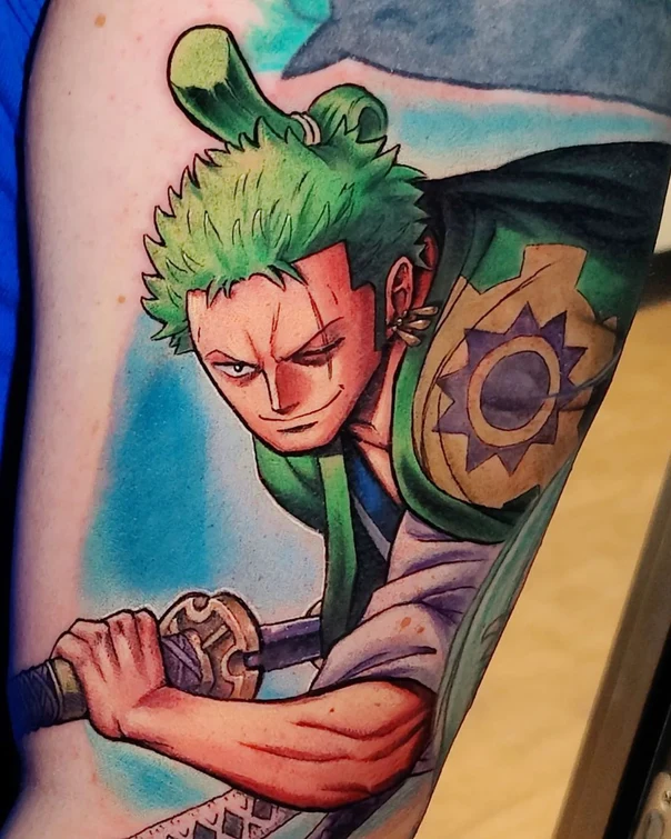 Anime Character, Sword tattoo on Forearm