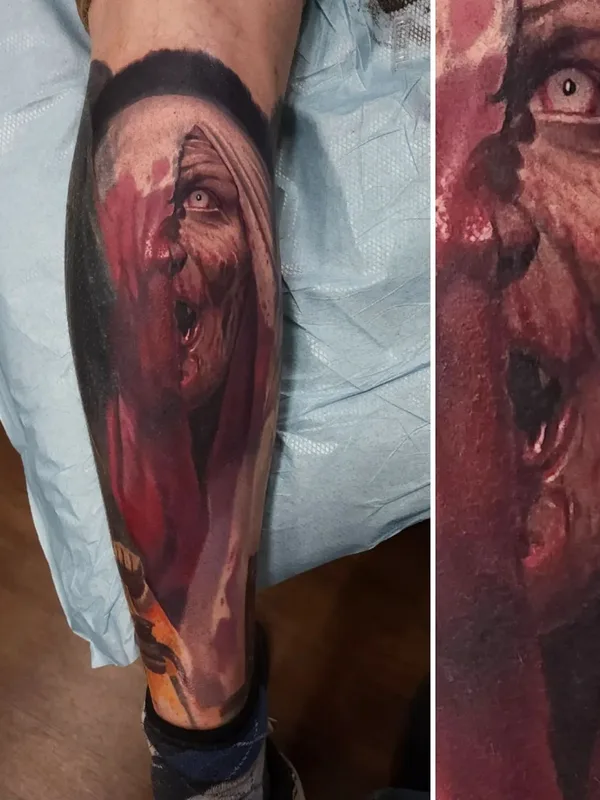 color realism tatuaje en calf #57260 | Tatuador Halo Grey