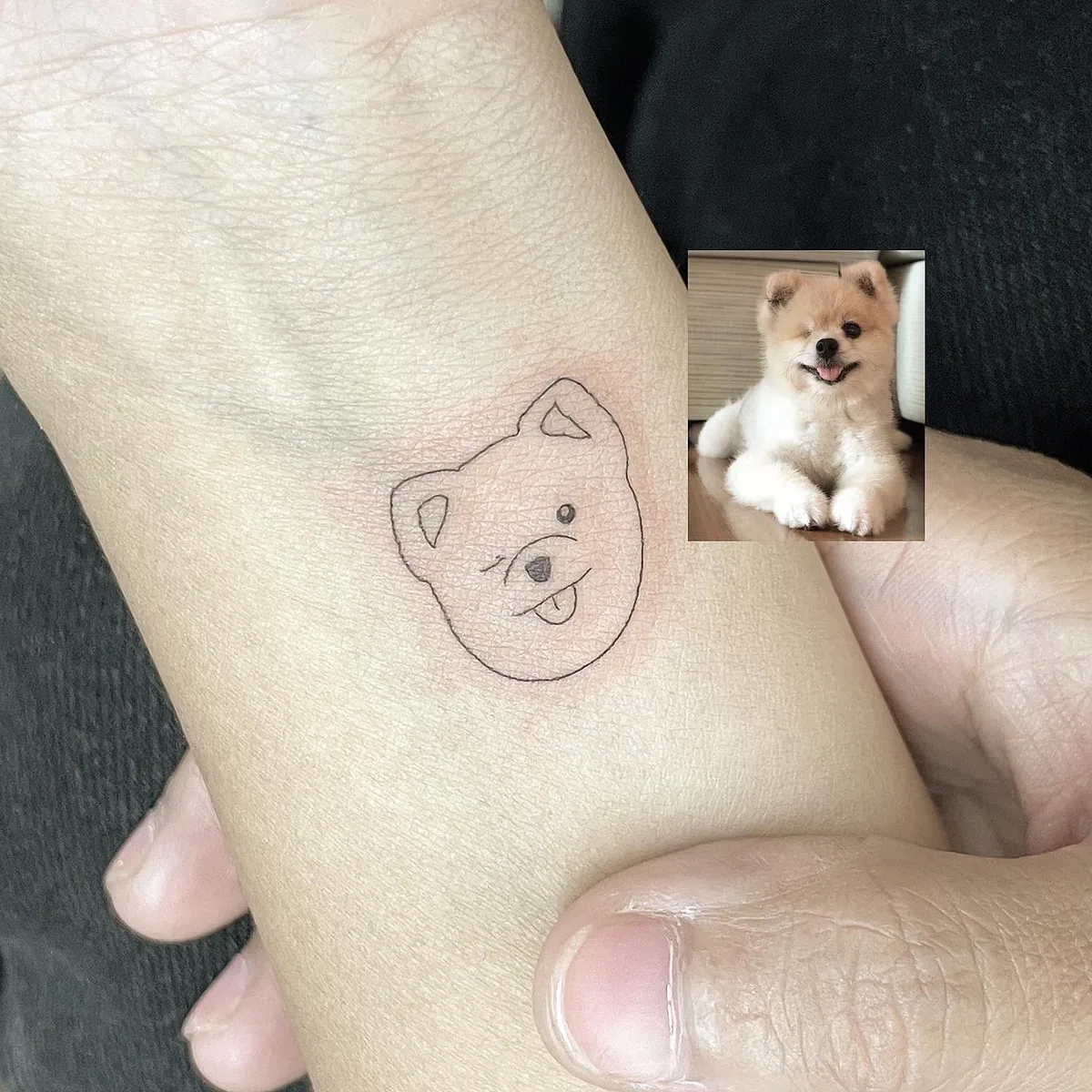 Minimalistic portrait of dog by Sop Tattoo