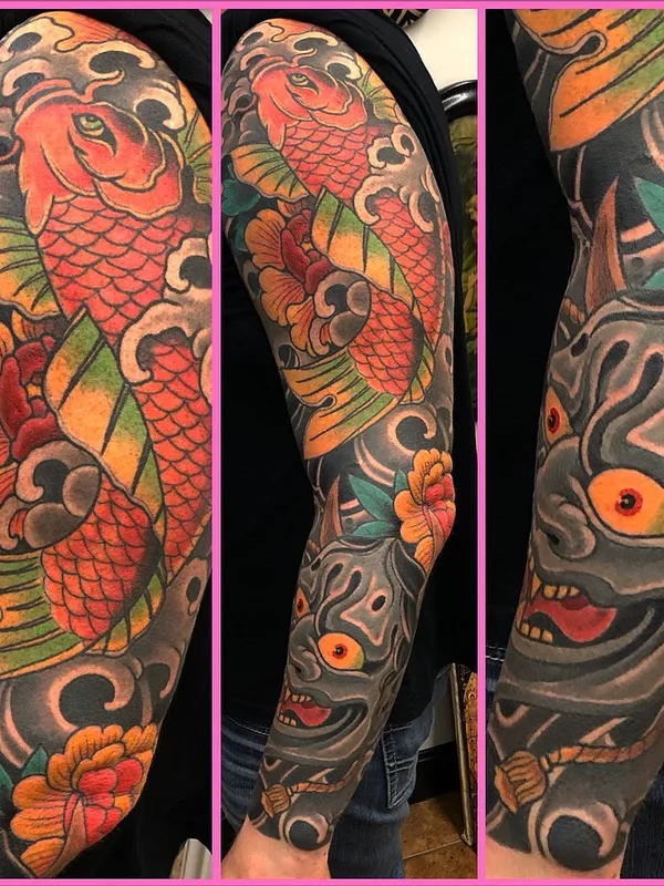 color japanese Tatuaggio su full sleeve #57356 | Tatuatore Steven Campbell