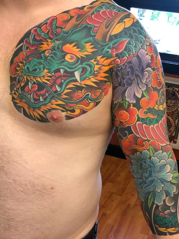 male color japanese Tatuaggio su full sleeve #57360 | Tatuatore Steven Campbell