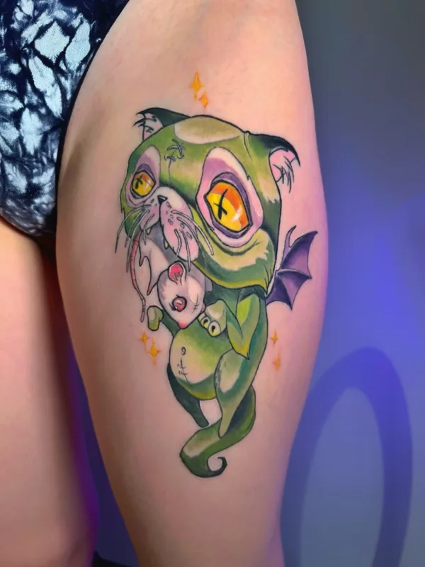 color new school Tatuaggio su thigh #57459 | Tatuatore Анастасия Чистякова
