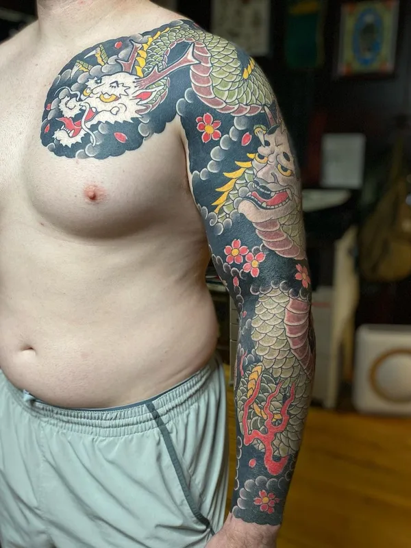 male color japanese татуировка на full sleeve #57551 | Тату мастер Jason Eisenberg