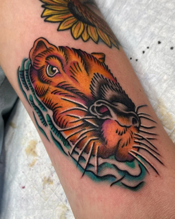 Neo Traditional Animal, Water tattoo on Forearm