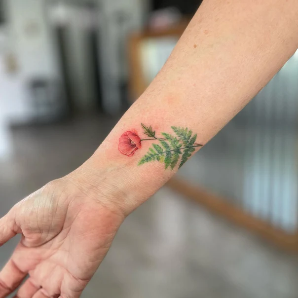 Botanic Flower, Fern tattoo on Wrist