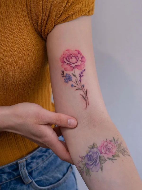 female color botanic Tatuaggio su forearm #57640 | Tatuatore Anna Botyk