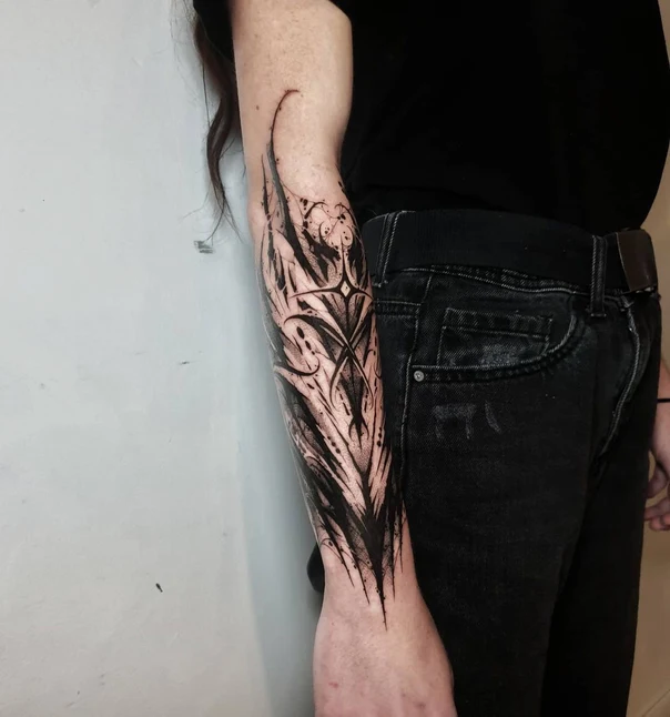 Blackwork Abstract tattoo on Forearm