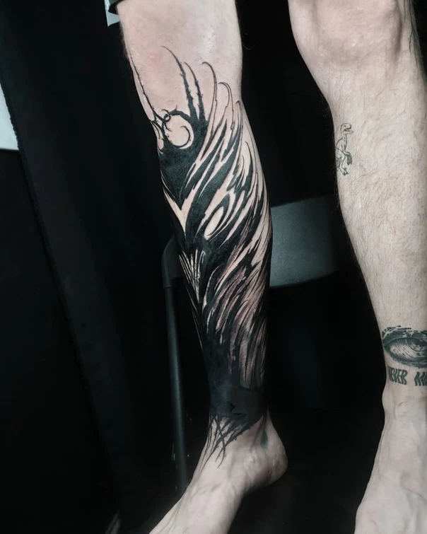 Blackwork Abstract tattoo on Calf
