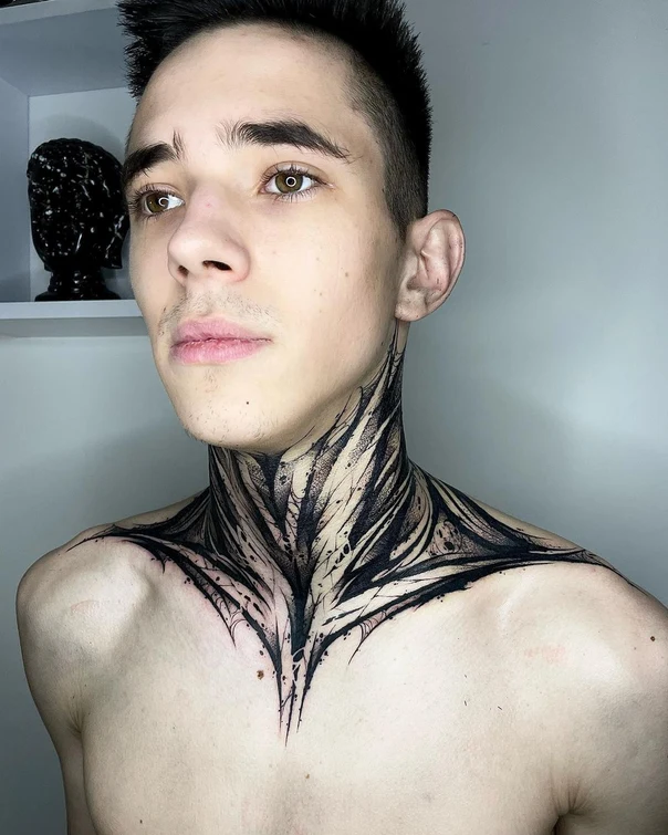 Blackwork Abstract tattoo on Neck